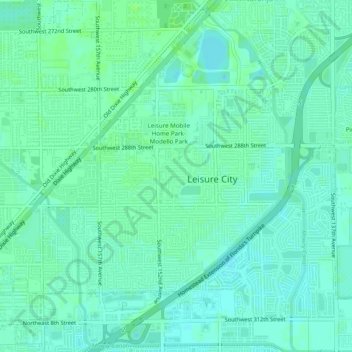 Leisure City topographic map, elevation, terrain