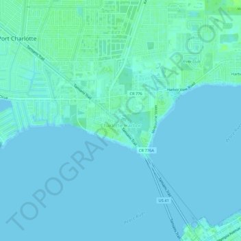 Charlotte Harbor topographic map, elevation, terrain