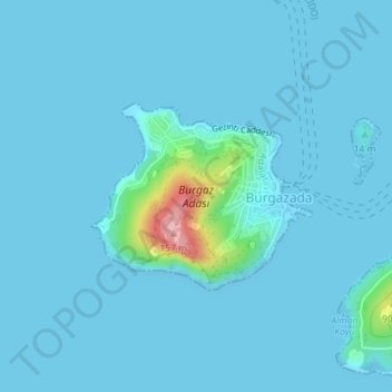 Burgaz Adası topographic map, elevation, terrain