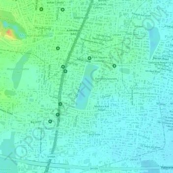 Madipakkam Lake topographic map, elevation, terrain