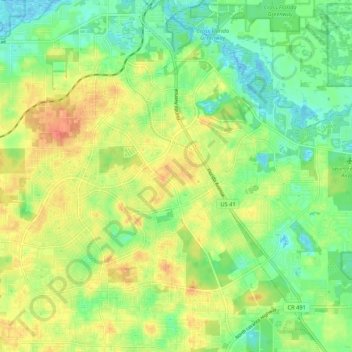 Citrus Springs topographic map, elevation, terrain