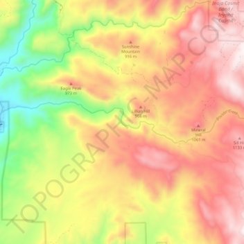 Boulder Creek topographic map, elevation, terrain