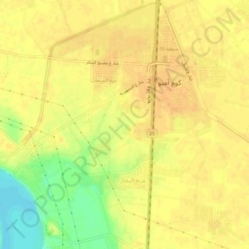 Koum Ombo City topographic map, elevation, terrain