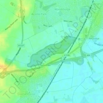 Askham Bog Nature Reserve topographic map, elevation, terrain