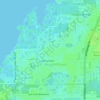 Beacon Square topographic map, elevation, terrain