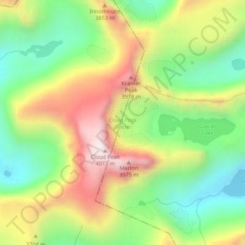 Cloud Peak Glacier topographic map, elevation, terrain