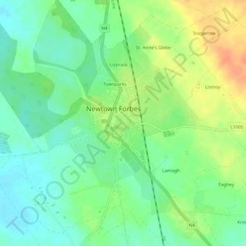 Newtown Forbes topographic map, elevation, terrain