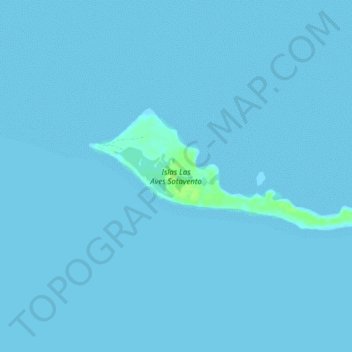 Islas Las Aves Sotavento topographic map, elevation, terrain
