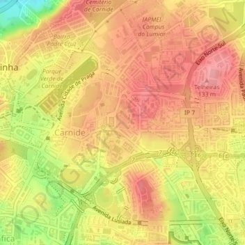 Parque Laudato Si topographic map, elevation, terrain
