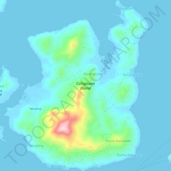 Calagnaan Island topographic map, elevation, terrain