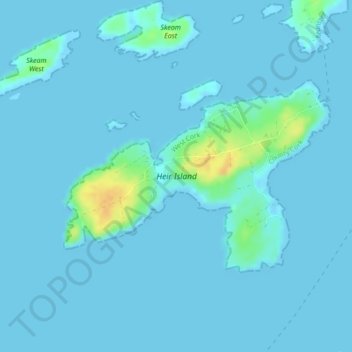 Heir Island topographic map, elevation, terrain