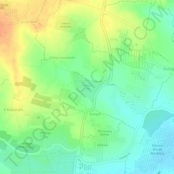 Ittangur Lake topographic map, elevation, terrain