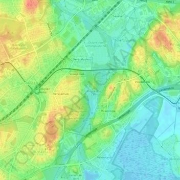 Pikkukosken uimaranta topographic map, elevation, terrain