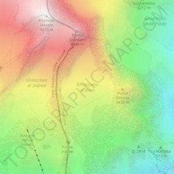 Ghiacciaio di Bors topographic map, elevation, terrain