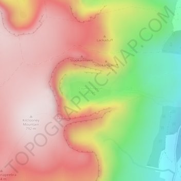Coumshingaun Lough topographic map, elevation, terrain