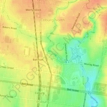 Coburg Lake Reserve topographic map, elevation, terrain