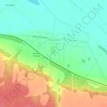 Плешково topographic map, elevation, terrain