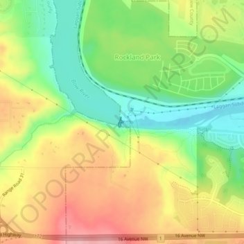 Bearspaw Dam topographic map, elevation, terrain