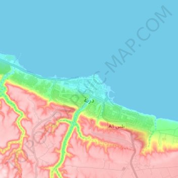 Darnah topographic map, elevation, terrain