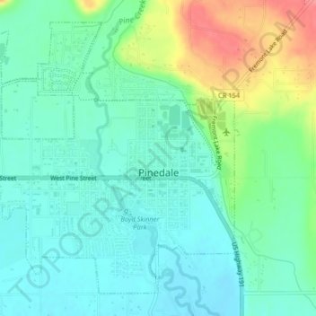 Pinedale topographic map, elevation, terrain