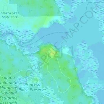Princess Place Preserve topographic map, elevation, terrain