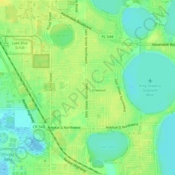 Inwood topographic map, elevation, terrain