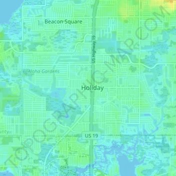 Holiday topographic map, elevation, terrain