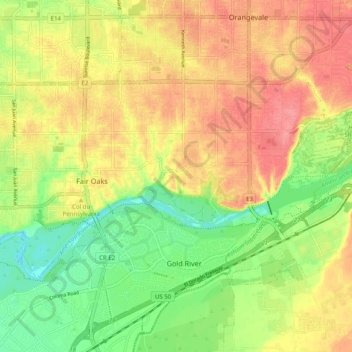 Fair Oaks topographic map, elevation, terrain