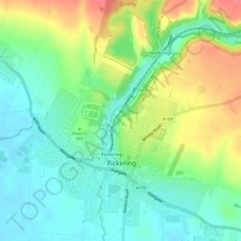 Pickering Beck topographic map, elevation, terrain