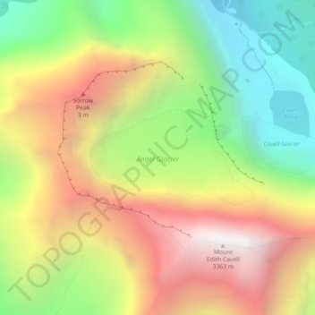 Angel Glacier topographic map, elevation, terrain