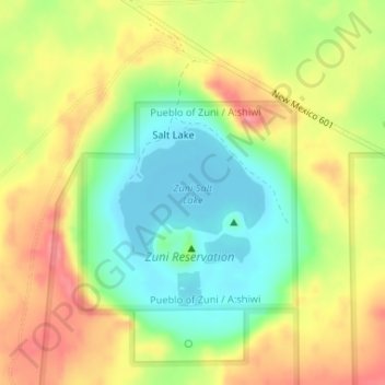 Zuni Salt Lake topographic map, elevation, terrain