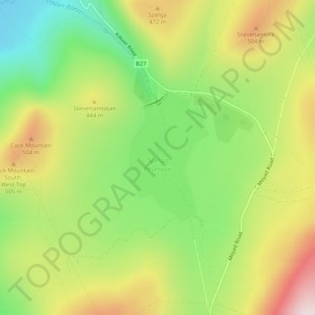 Spelga Reservoir topographic map, elevation, terrain
