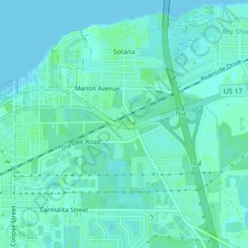 Solana topographic map, elevation, terrain