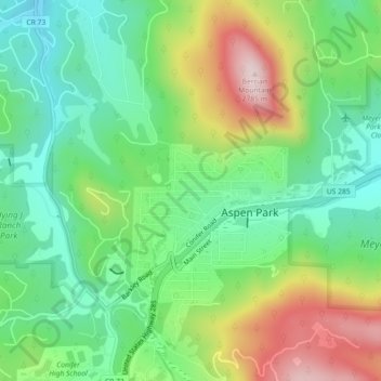 Aspen Park topographic map, elevation, terrain