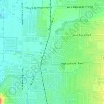 Meridian Woods Park topographic map, elevation, terrain