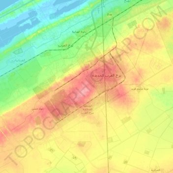 New Borg el-Arab topographic map, elevation, terrain