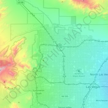 Las Vegas topographic map, elevation, terrain