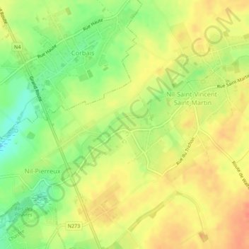 Le Nil topographic map, elevation, terrain