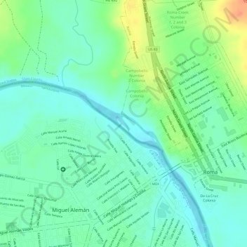 Rio Grande topographic map, elevation, terrain