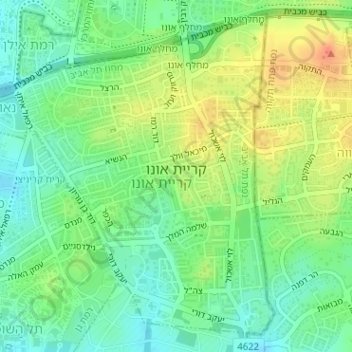 Kiryat Ono topographic map, elevation, terrain