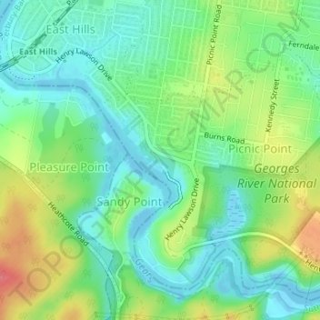 Lambeth Reserve topographic map, elevation, terrain