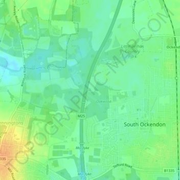 M25 Pollution Control Device topographic map, elevation, terrain