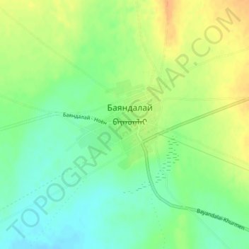 Bayandalai topographic map, elevation, terrain