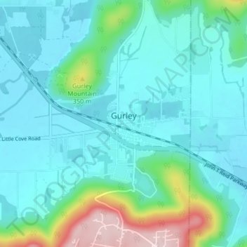 Gurley topographic map, elevation, terrain