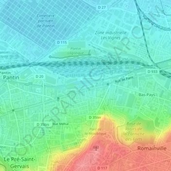 Square de la Zac du port topographic map, elevation, terrain