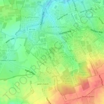 Burnett Wood topographic map, elevation, terrain