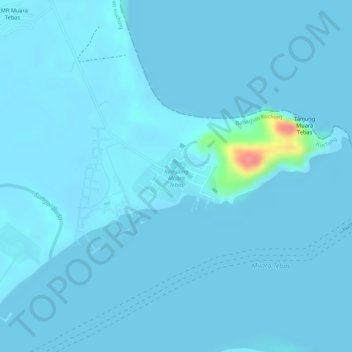 Kampung Muara Tebas topographic map, elevation, terrain
