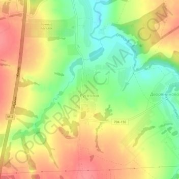 Русятино topographic map, elevation, terrain