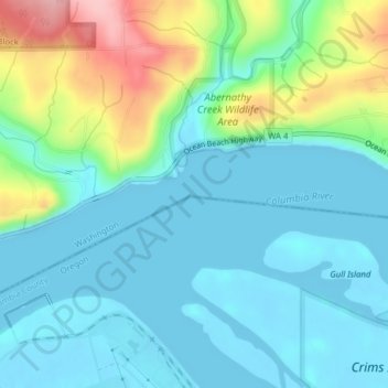 Abernathy Creek topographic map, elevation, terrain