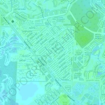 Naples Manor topographic map, elevation, terrain